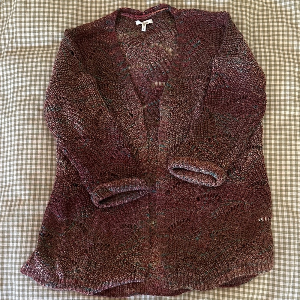 Maurices Burgundy Open-Front Cardigan